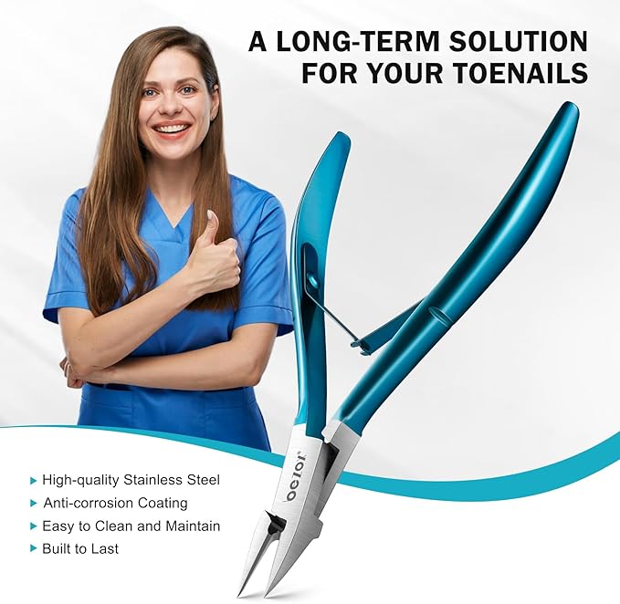 BEZOX Straight Blade Toenail Clippers - Wide Open Pointed Jaw Toe Nail Clippers for Ingrown Nails, Precision Grooming Toenail Scissors for Seniors Thick Toenails - Blue