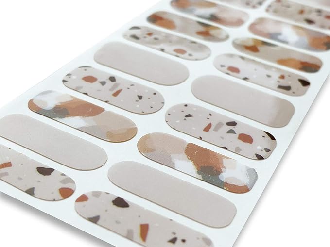 | 20 Exquisite Gel Nail Polish Strips w/Application Accessories - No UV/LED Lamp Required (Camo Confetti)