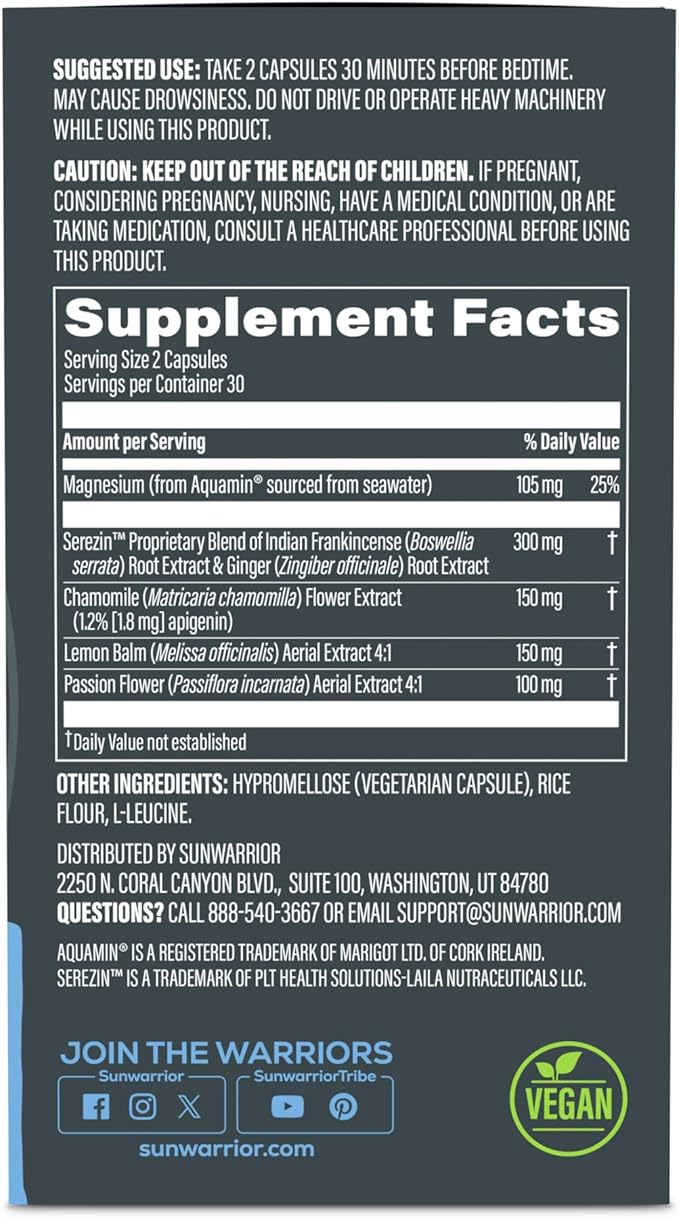 Sleep Support & Restore Capsules Melatonin-Free Sleep Aid for Deep Rest & Recovery Magnesium Chamomile Lemon Balm & Adaptogens for Relaxation Muscle Relief & Refreshing Mornings 60 Vegan Capsules
