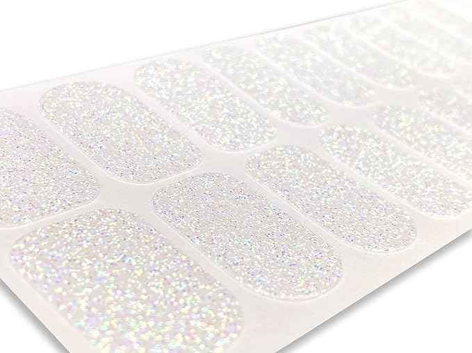 | 20 Exquisite Gel Nail Polish Strips w/Application Accessories - No UV/LED Lamp Required (Clear & Glitter)