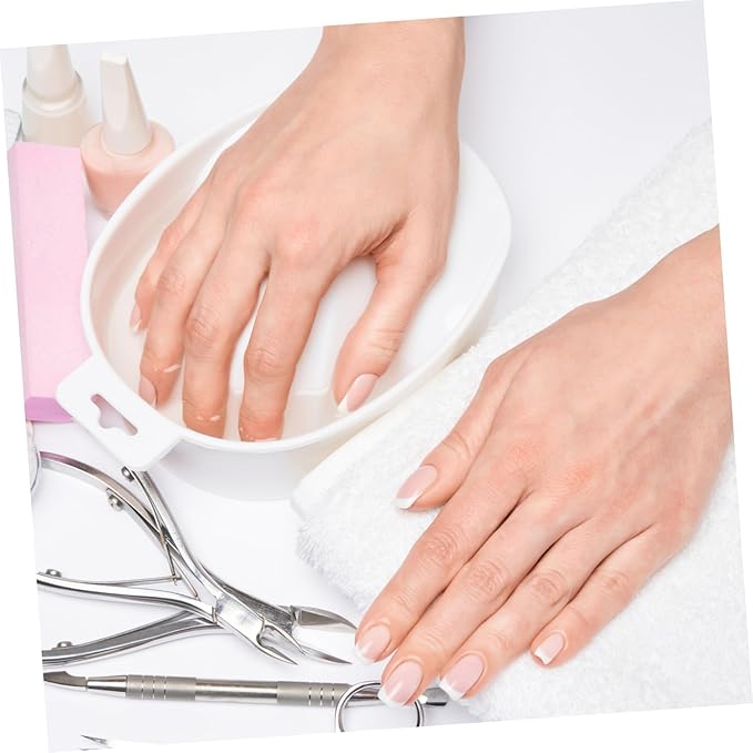 FRCOLOR Rectangular Manicure Bowl Nail Art Bowl for Soaking White Plastic Soak Tray