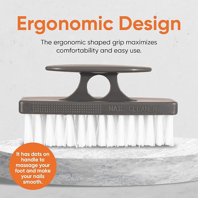 Superio Nail Brush for Cleaning Fingernails, Nail Scrubber Brush, Toe Foot Hands Fingernail Brush Cleaner- Small Scrub Brush- All-Purpose Stiff Cleaning Brush (4, Black)