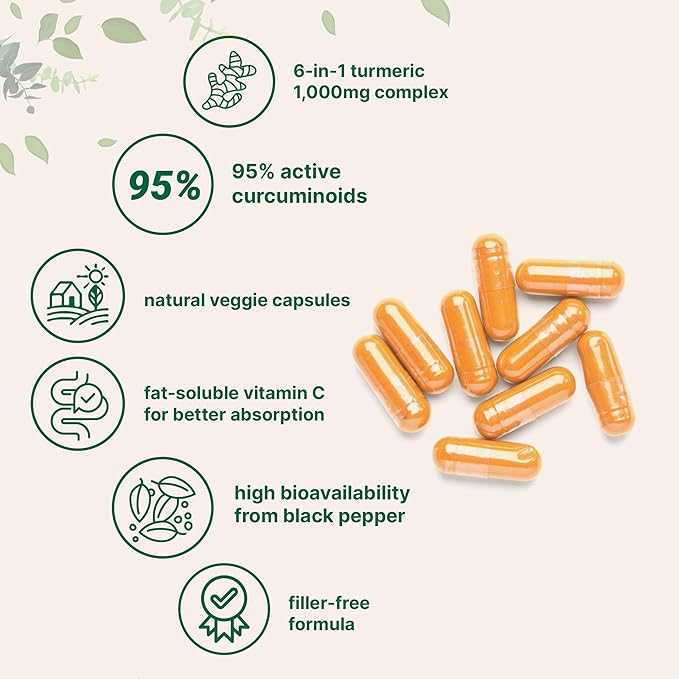Micro Ingredients Turmeric Curcumin Supplement 1,000mg, 120 Veggie Capsules | 95% Curcuminoids with Bee Propolis, MCT Oil, Vitamin C & Black Pepper | Enhanced Absorption | Vegan, Non-GMO, Filler Free