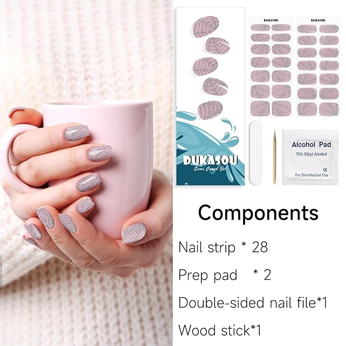Semi Cured Gel Nail Strips, Halloween Spider Web | 28 pcs Gel Nail Strips Work with Any UV Lamp, Salon Quality UV Nails Stickers, Easy to Apply for Home Nails DIY