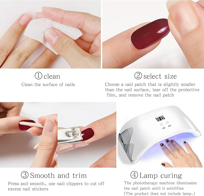 JMEOWIO Semi Cured Gel Nail Strips Royal Blue Gel Nail Stickers Nails Art Design Decoration Accessories