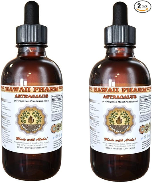 HawaiiPharm Astragalus Liquid Extract, Organic Astragalus (Astragalus membranaceus) Dried Root Tincture Supplement 2x4 oz