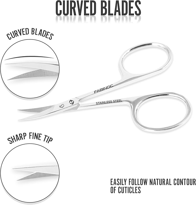 Curved Cuticle Scissors for Women & Men - German Quality Stainless Steel for Manicure Pedicure Beauty Grooming Kit for Nail, Eyebrow, Eyelash, Dry Skin