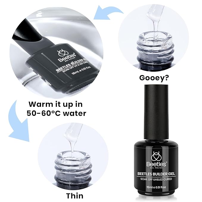 Beetles Builder Gel,7 in 1 Clear Builder for Nail Apex Strengthener Thickening for Weak Nails LED Lamp Cured Rhinestone Glue Gel Polish in a Bottle DIY Salon at Home for Beginner
