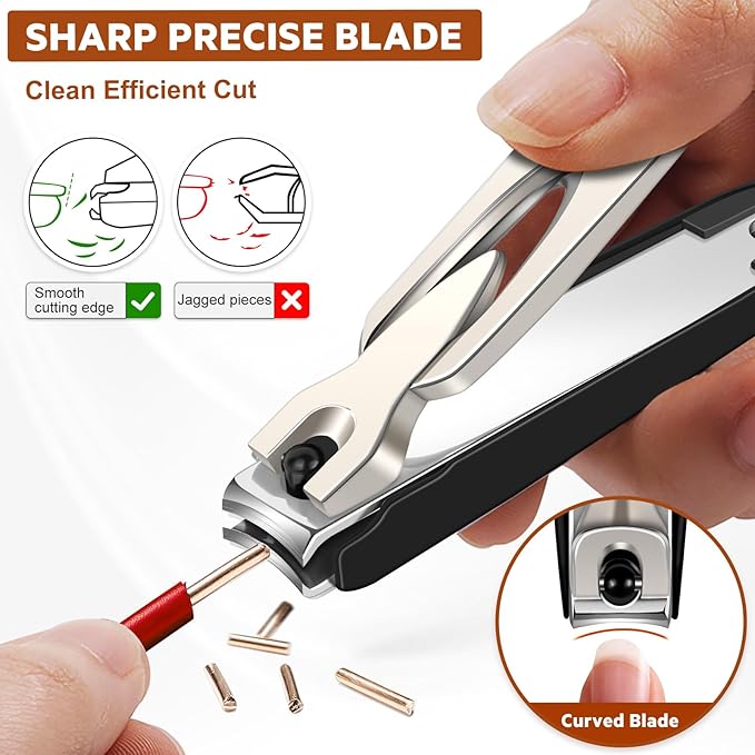 Toenail Clippers for Thick Toenails for Seniors, Large Heavy Duty Nail Clippers for Men with Catcher, Wide Opening Mens Toe Nail Clippers Long Handle Sharp Fingernail Clipper Gifts for Men Women