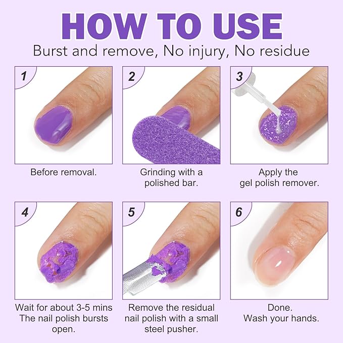 Gel Nail Polish Remover, Professional Gel Polish Remover with Nail File & Nail Polish Scraper, Don't Hurt Your Nails, Easily & Quickly Remove Nail Polish in 3-5 Minutes (15ML)