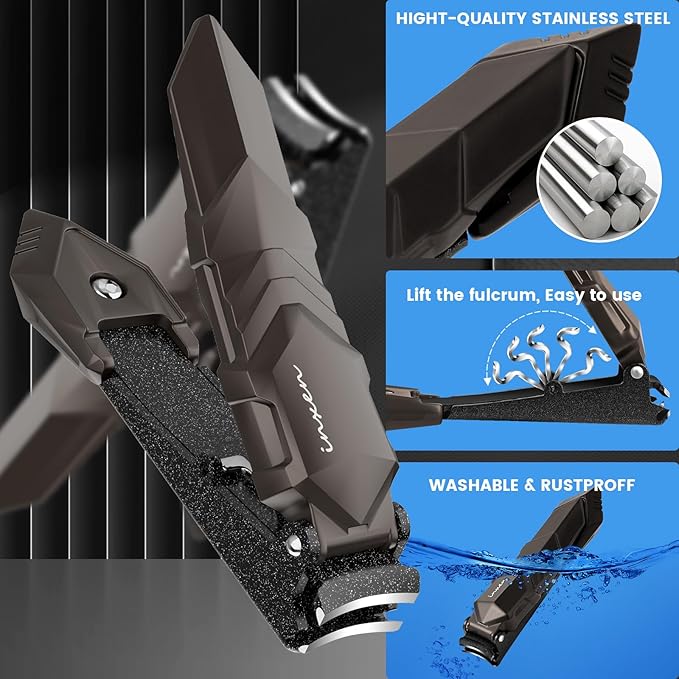 Nail Clippers Set for Men with Catcher, 2 Pack Sharp Nail Clipper for Fingernail and toenail, Stainless Steel Mess Free Nail Clippers of Heavy Duty, Professional Nail Cutter Trimmer for Adult Women