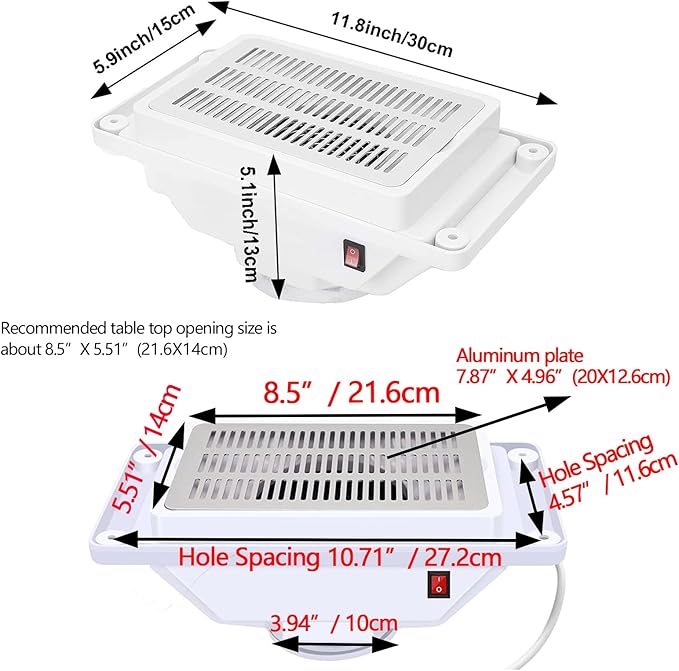13-Watt Powerful Table Nail Dust Collector, High-Efficiency Vacuum Suction System for Acrylic Gel Nail Polishing, Manicure Tool Featuring Dust Bag for Salon & Home Use
