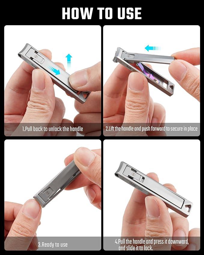 KeyUnity KN02 Keychain Nail Clippers, Foldable Stainless Steel Fingernail Cutter for Travel & Everyday Carry