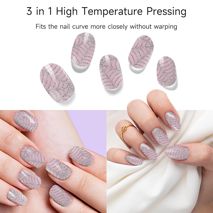 Semi Cured Gel Nail Strips, Halloween Spider Web | 28 pcs Gel Nail Strips Work with Any UV Lamp, Salon Quality UV Nails Stickers, Easy to Apply for Home Nails DIY