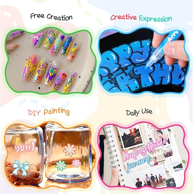 24 Colors Nail Art Pens for Painting Nails, 0.7mm Acrylic Paint Makers DIY Nail Art Markers for Kids and Adults, Quick-drying Nail Polish Pens Doodle Pens for Drawing Point Liner