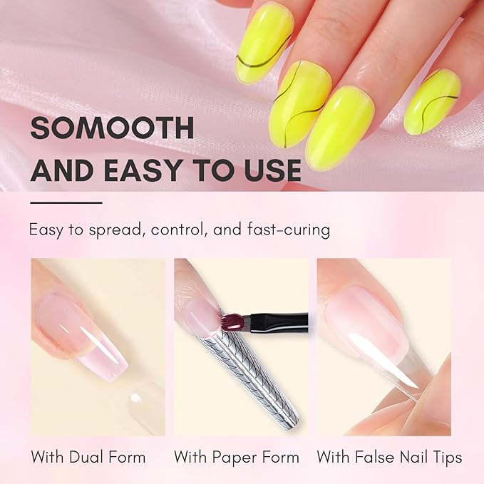 Makartt Poly Nail Gel-50ML Large-Bright Yellow Color, Strong Builder for Extension Overlay Strengthener 3D Diy, Multifunctional, Long-lasting for Nails French Manicures Home Salon-Sunny Side Up
