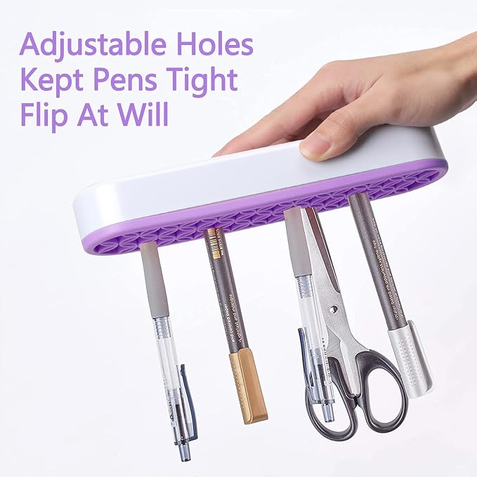 Unaone Silicone Makeup Brush Holder, Multipurpose Beauty Tool Organizer Make up Brush Storage Stand for Painting Pen Brushes Nail Clippers Drill Pens Ruler Sewing Craft Tools (Purple)