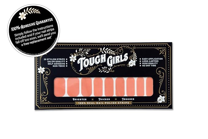 | 20 Exquisite Gel Nail Polish Strips w/Application Accessories - No UV/LED Lamp Required (Coral)