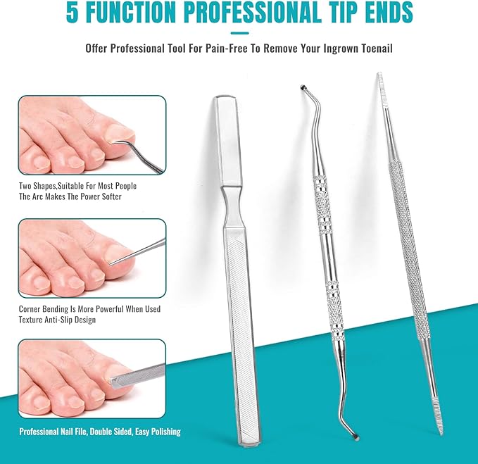 Toenail Clippers for Thick Nails for Seniors - Heavy Duty Toe Nail Clippers Kit with Long Handle for Men & Elderly with Inflexible Joints, Professional Nail Clippers Kit for Thickened Toenails (Red)