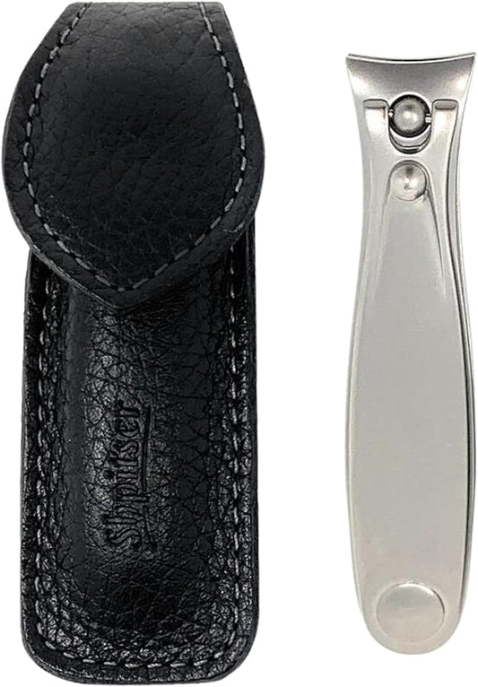 Shpitser Manicure and Pedicure Large Toenail Clipper, German Stainless Steel, Handmade in Solingen Germany, Large, 8cm, Leather Case (Black)