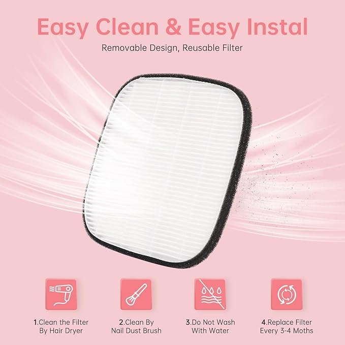 Nail Dust Collector,Compact 6000RPM Vacuum Fan Rechargeable Dust Collector Extractor, Powerful Dust Suction Machine for Acrylic Gel Polish Manicure Pedicure for Nail Salon&Home