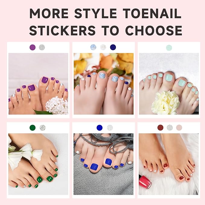 Semi Cured Gel Toe Nail Strips,26 Pcs Toes Nail Stickers Wraps(Shiny Blue),UV Light Required,Easy to Apply