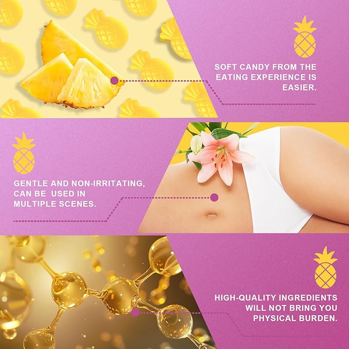 Her Juicy Feminine Probiotics Gummies for Women with Slippery Elm - Pineapple Flavor, pH Balance & Immune Health Support - Digestive & Feminine Support - Vegan Supplement, 60 C