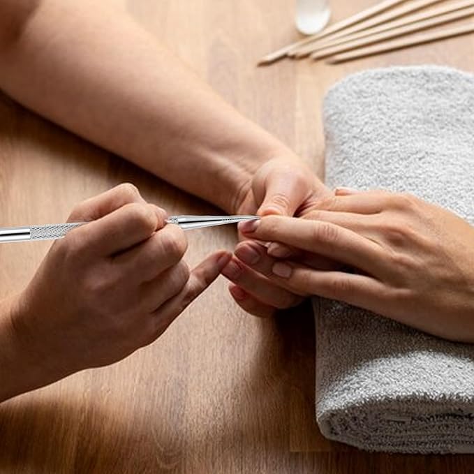 2 Pcs Nail Cleaning Cuticle Stick, Stainless Steel Cuticle Pusher Tool Nail Polish Remover Stick Polish Peeler Cutter for Fingernails Toenails Manicure