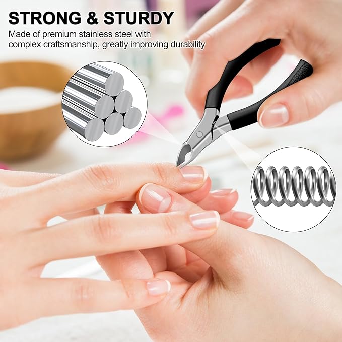 Diesisa Cuticle Trimmer - Extremely Sharp Cuticle Clippers for Nails with Silicone Handle - Non-Slip - Professional Cuticle Nippers - Trimmer Dead Skin Remover Stainless Cuticle Remover Tool-Black