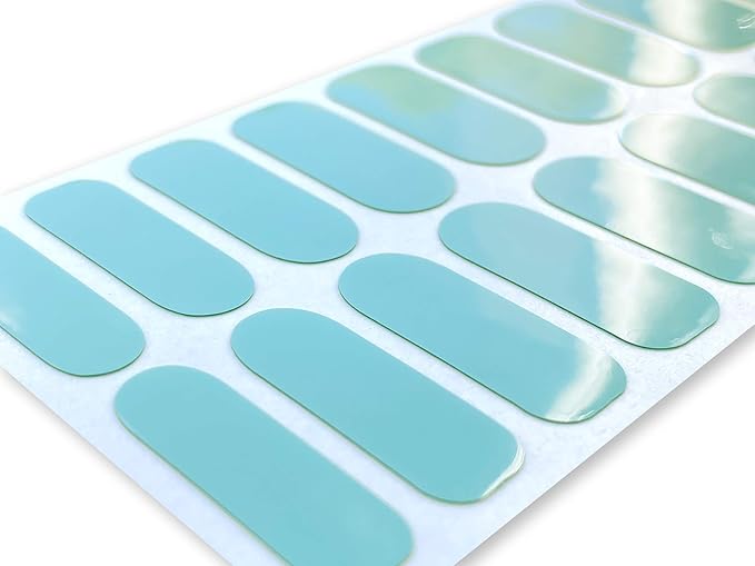 | 20 Exquisite Gel Nail Polish Strips w/Application Accessories - No UV/LED Lamp Required (Aqua Blue)