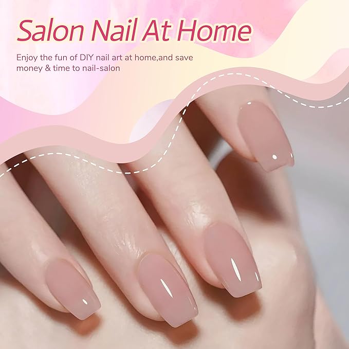 Hema Free Builder Gel, Fall Nude Pink Gel Polish Strengthener Thin Damaged Nails for Women Home Salon, LED UV Curing Needed 10ML