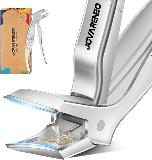 Toenail Clippers for Seniors, Angled Head Large Toe Nail Clippers for Thick Toenails, Wide Jaw Eagle Beak Clippers for Ingrown Nails, Anti-Splash Cutter with Curved Blade, Cuticle Clippers
