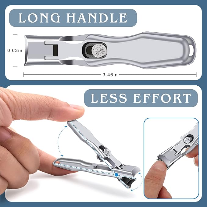 German Nail Clippers for Men with Catcher, Heavy Duty Toe Nail Clippers for Thick Nails Seniors, Portable Ultra Sharp Fingernail Clippers with Wide Mouth, Anti Splash Stainless Steel Nail Cutters