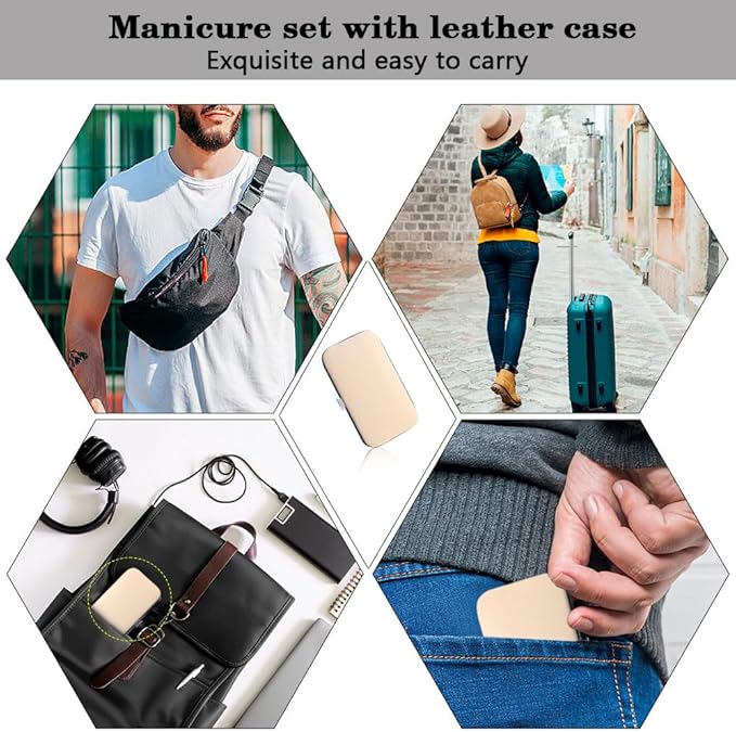 Christmas Gifts Nail Clippers Manicure Set Nail Tools Pedicure Supplies Christmas Stocking Stuffers for Women Fingernail Toenail Clippers 8 in 1 Pednicure Tools Rose Gold with Leather Travel Case