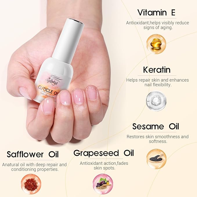 Gel Polish Remover & Cuticle Oil Kit, 2 Pack (15ml x 2), Fast No Soak No Wrap Gel Remover for Nails in 3-5 Mins, Nourishing Vitamin E & Rose Oil Cuticle Treatment