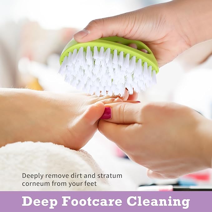 2 Pcs Hand and Nail Brush, Heavy Duty Scrub Clean Brushes with Nylon Bristles for Cleaning Soft Stiff Fingernails Fingers Toes and Nails Men Women(Green, Purple)