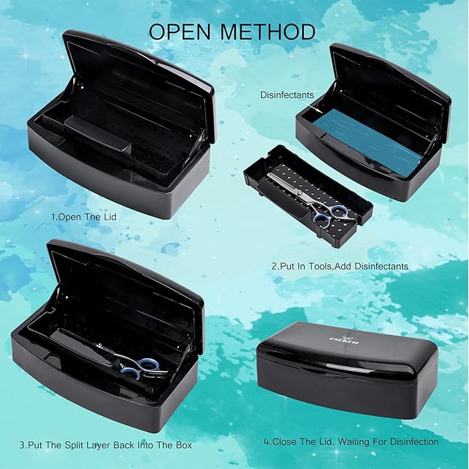 Aifeiter Nail Tool Sterilizer Box,Plastic Sterilizing Tray,The Disinfection Box for Nail Art Tools is Applicable to Nail Art Tools, Tweezers, Hair Salons, Spas and Manicure Equipment-Black