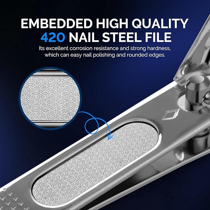 MelodySusie Nail Clippers Set, 2 in 1 Toenail Clippers Nail Clippers for Women, Ultra Sharp Stainless Steel Fingernail Nail Clippers for Men, Nail Cutter, Gifts for Women Men, Blue