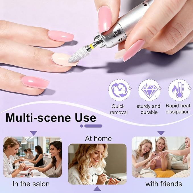 Fantexy 3/32" Ceramic Nail Drill Bit - Remove Acrylic Hard Gels Quickly and Safely,White Ceramic Cone File Bit for Nail Art,Manicure,Pedicure,Gel,Cuticle Clean(Extra Fine - XF)