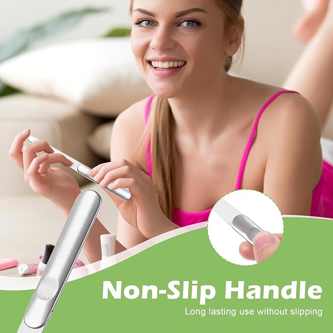 2 PCS Diamond Emery Board Double Sided Metal Nail File Stainless Steel Finger Nail Buffer Manicure Pedicure Tool Precision Fingernail File Natural Fingernail for Salon Home Travel Women Men