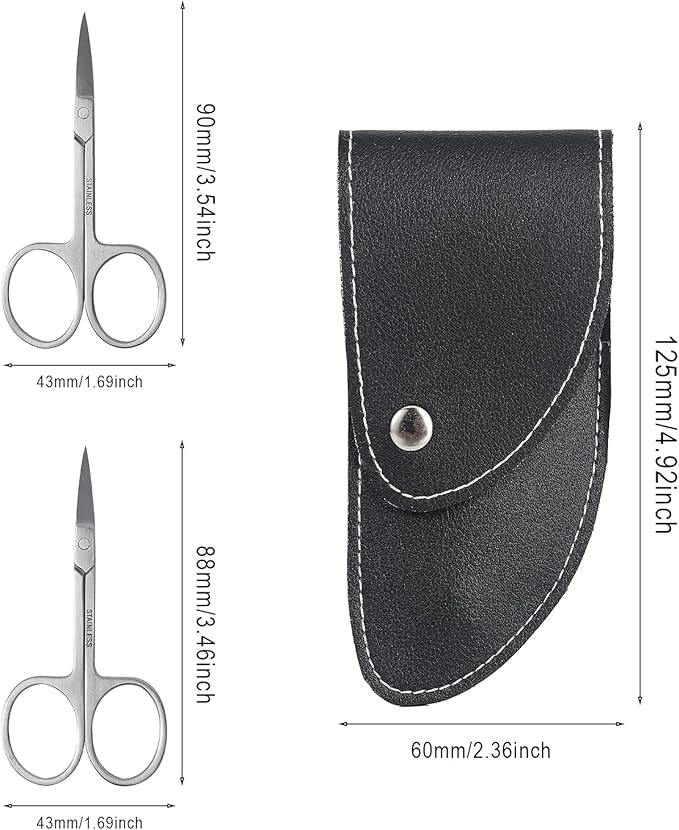 BEZOX Premium Nail Scissors 2PCS, Professional Curved and Stright Manicure Scissors - Multi-purpose Stainless Steel Beauty Grooming Scissor for Nail, Facial Hair, Eyebrow, Eyelash, Dry Skin