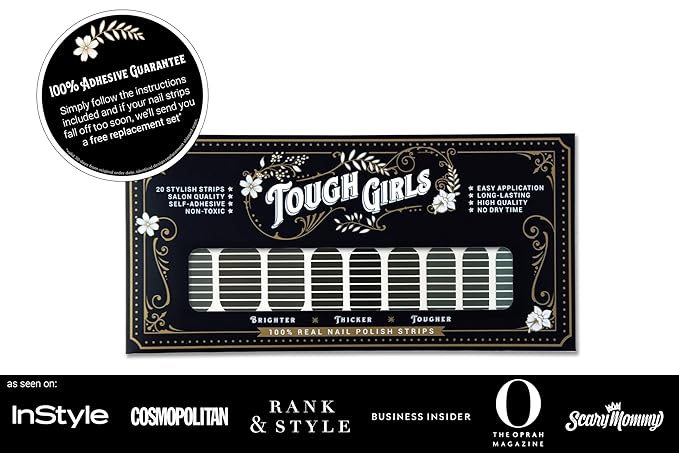| 20 Exquisite Gel Nail Polish Strips w/Application Accessories - No UV/LED Lamp Required (Emerald Ombre & Lines)