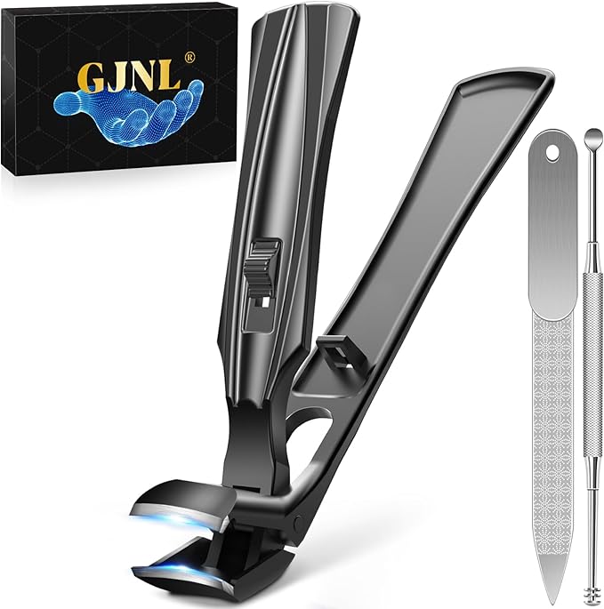 Toenail Clippers for Seniors Thick Toenails, Upgrade Angled Head Large Toe Nail Clippers for Men with Wide Jaw Opening, Sharp Heavy Duty Fingernail Clipper Cutter with Catcher