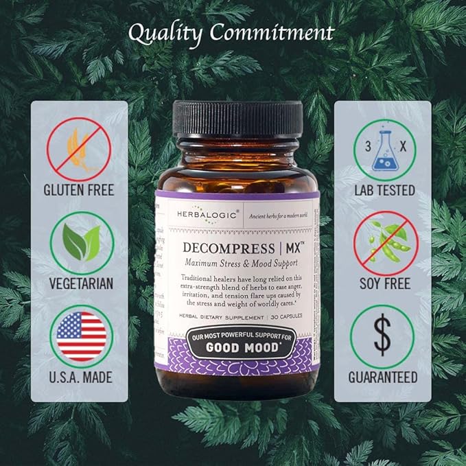 Decompress MX Herb Capsules - Maximum Stress & Tension Relief - Reduces Anger & Moodiness, Positive Mood Support - Based on The Traditional Chinese Formula Xiao Yao San - 30 Cap Count