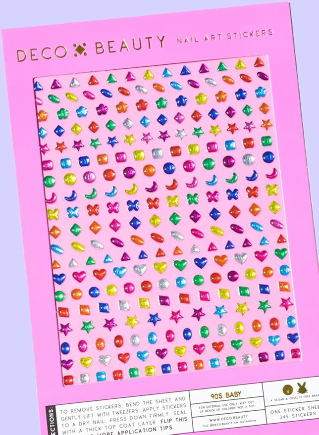 Deco Beauty 90s Baby Nail Stickers - Lightweight & Easy-to-Apply Nail Art with Cute & Trendy Designs - Durable & Long-Lasting Nail Stickers for Women, Ideal for DIY Manicures