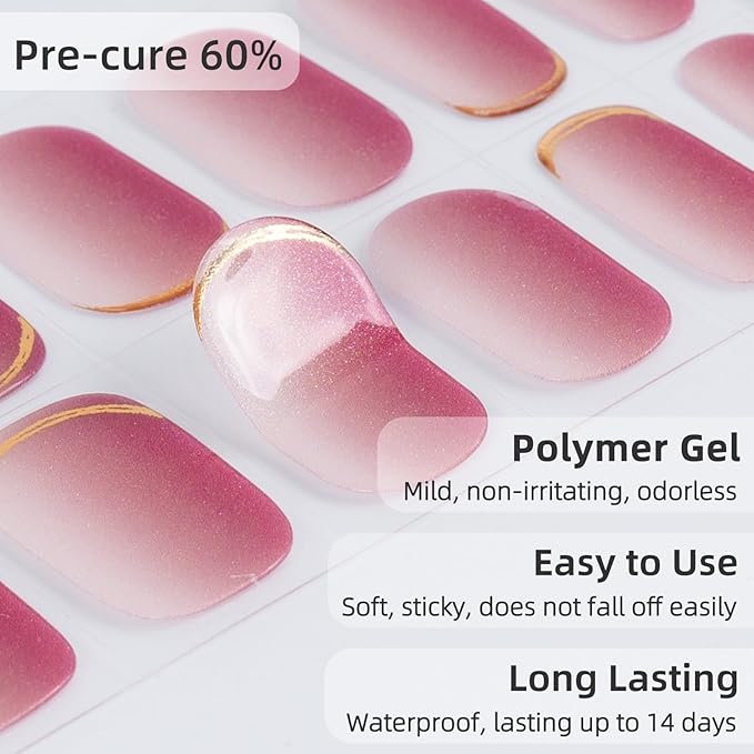 Semi Cured Gel Nail Strips | 28 pcs Gel Nails Strips for Women Work with Any UV Lamp, UV Nail Stickers for Women Home DIY Nails Art(Mermaid)