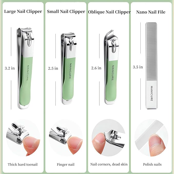 4 Pcs Manicure Set Stainless Steel Nail Clippers, Beauty Tool Portable Set Professional Grooming Kits, Travel Nail Kit for Men and Women (Color G)