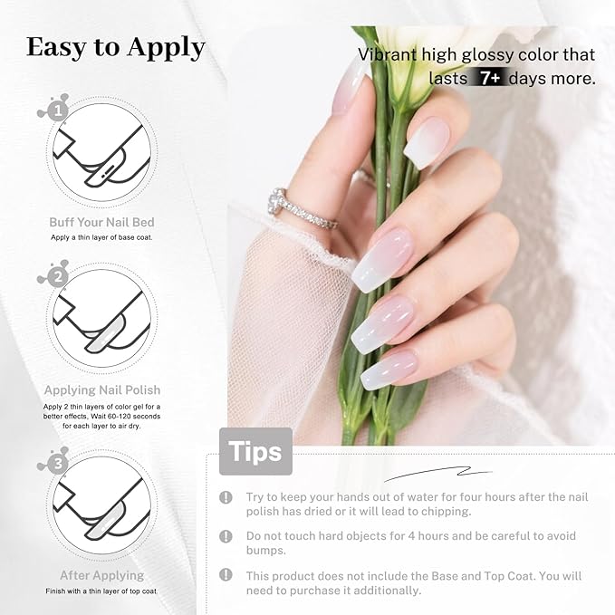 16.5ml Jelly Milky White Nail Polish Large Volume Quick Dry Nail Polish, Long Lasting Shine, Fingernail Toenail Nail Art DIY Home Travel Nail Art Gift