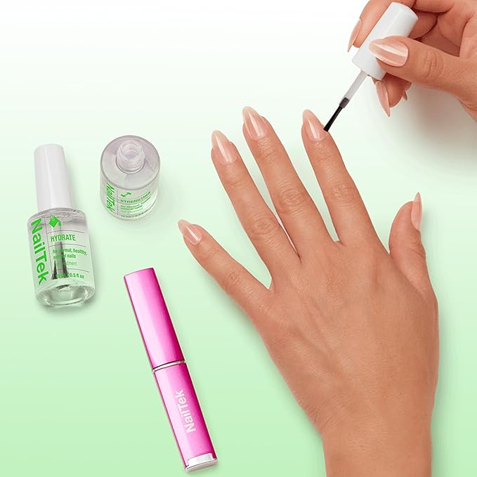 Nail Tek Nutrition Kit – Nail Strengthener and Growth Polish Treatment with Mini Crystal File, Nail-Repair for Damaged Nails, 2 x 0.5 fl oz