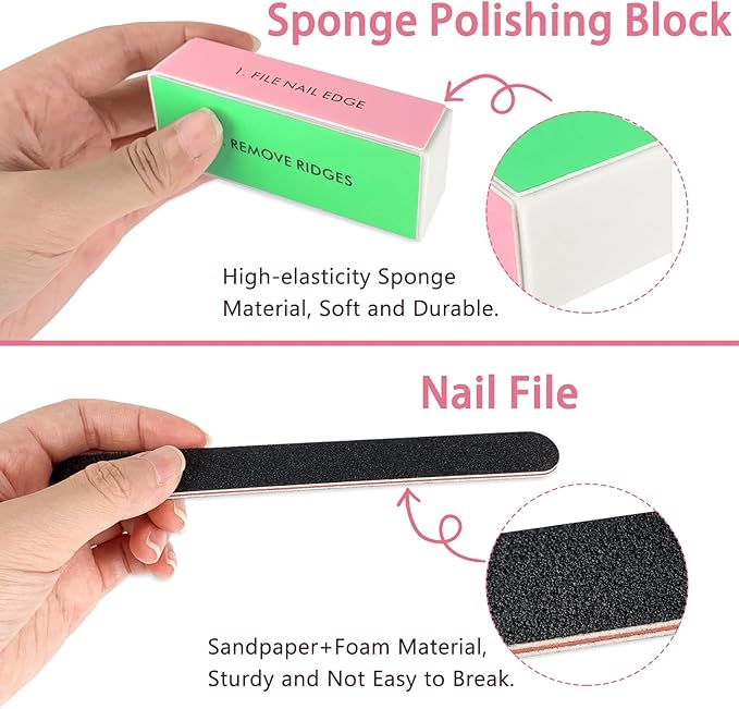 14 Pack Nail Files and Buffers Set, Professional Manicure Tools Kit, 100/180 Grit Black Nail Pedicure Files and Sanding Buffing Grinding Polishers for Nail Care